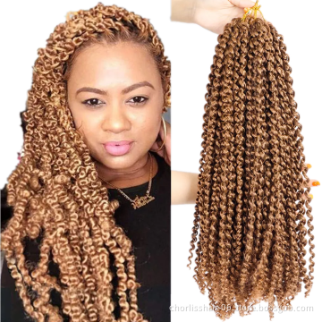 Wholesale Ombre Prelooped Passion Twist Water Wave Hair Synthetic Crochet Hair Braids Natural Passion Spring Twist For African